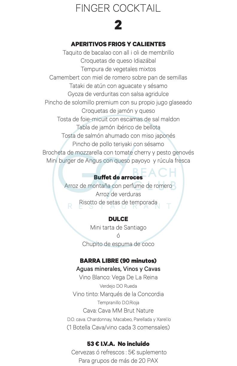 carta go beach club barcelona